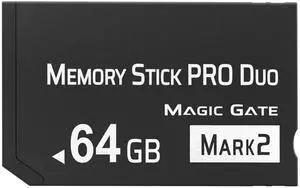 Original 64GB Memory Stick Pro Duo MARK2,High-Speed Memory Stick Duo Compatible with PSP1000 2000 3000 Accessories and Digital Camera Memory Cards (black-64GB)