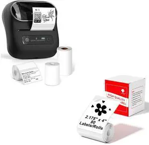 Phomemo M220 Label Maker & 4 Roll Label, 3.14 Inch Bluetooth Thermal Label Printer for Barcode, Address, Labeling, Mailing, File Folder Label, Easy to Use, Support Smartphone, Tablet&PC
