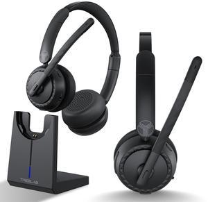 TREBLAB C7-Pro Wireless Bluetooth Headset, 45H Playtime, Bluetooth 5.3, 40mm Drivers, Type-C Fast Charging, IPX4 Waterproof, Wireless Headset with Mic for Work, Home Office, Calls, Laptop, PC
