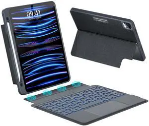 Keyboard Case for iPad 10.9/11 Inch Air 4th/5th Gen & Pro 11 1st/2nd/3rd/4th Gen (2018,2020,2021,2022) With Pencil Holder - Detachable Backlit Keyboard with Kickstand,Combo Touch Trackpad - Black