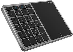 Sanpyl Numeric Keypad, 2.4G Bluetooth Number Pad Type C Numpad Keypad with Touchpad, Bluetooth 2.4G Dual Mode Laptop Keypad, for PC Desktop, Laptop, Notebook Computer(Grey)