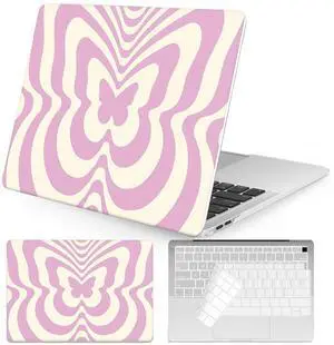 Seorsok Compatible with MacBook Air 13 Inch Case2022 2021 2020 2019 2018 Release A1932 A2179 M1 A2337 Touch ID,Cute Plastic Hard Shell Case with Keyboard Cover,Vibrant Colors,Pink Butterfly