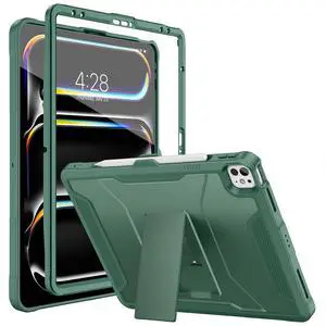 Soke Case for iPad Air 13 Inch M3/M2 (2025/2024),iPad Pro 13 Inch M4,iPad Pro 12.9(2022 2021 2020,6th/5th/4th Gen), Rugged Shockproof Protective Cover with Built-in Kickstand - Midnight Green