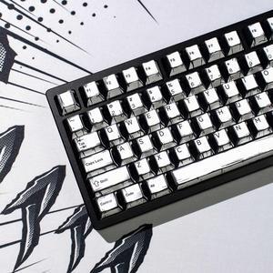 SUEHIODHY Retro PBT Keycaps - White Japanese Manga Keycaps Set, 141 Keys Cherry Profile Dye-Sub Custom Keycap, Minimalist Style Key caps for 60%, 65%, 75%, 100% Cherry MX Mechanical Keyboard