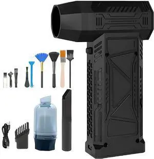 SUPERLIT Turbo Portable Air Blower Rechargeable Duster for Cleaning Detailing Accessories Electric Mini Fan Convert to Hand-Held Vacuum Cleaning Set with Brush 180,000 RPM Home Office Essentials