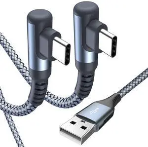 sweguard USB Type C Charger Cable Right Angle [2-Pack,20FT] iPhone 16 Charger Nylon Braided Cord for iPhone 15 16 Pro Max Samsung Galaxy S25 S24 S23 S22 S21 S20 S10 S9 Note A15 A55 Flip Pixel LG Moto