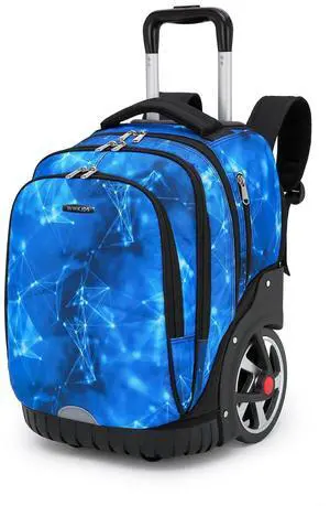 Rolling Backpack, 55L (14.5gal) Backpack with Wheels for Business, Waterproof Backpacks with Dual Handles and Silent Large Wheels, Carry on Backpack with Laptop Compartment (Blue,22 inch)
