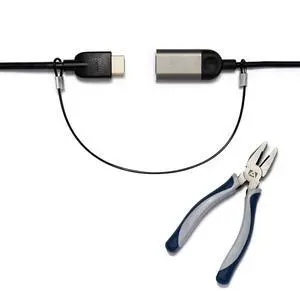 TetherTies Heavy Duty Cable Lock: A Tamper-Resistant, Pre-Assembled Stainless Cable Tether Kit for Computers, Adapters & Dongles - Includes a Free Crimping Tool for Easy Installation (Black, 5 Pack)