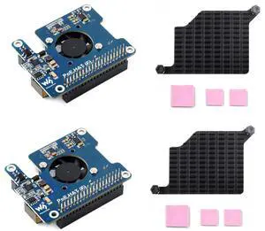 2PCS PoE HAT (F) Compatible with Raspberry Pi 5/Compute Module 5, Pi5 Power Over Ethernet HAT with Metal Heatsink and Onboard Cooling Fan, Supports 802.3af/at Network Standard