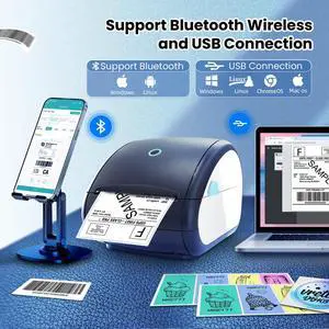 vretti Shipping Label Printer,Bluetooth with Built-in Label Desgin,4x6 Thermal Shipping Label Printer for Small Business,Compatible for ,Ebay,USPS