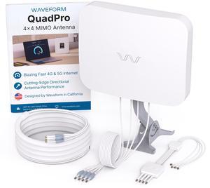 QuadPro Kit + 60' Total Cable Bundle | 4x4 MIMO Panel Kit for 4G/5G Routers & Gateways | for T-Mobile Home Internet, Verizon, AT&T | Kit w/ 3X 20' SMA Cables, Mount, U.Fl adapters, Window Entry