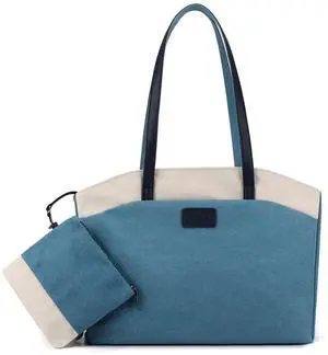 Wxnow Women Laptop Tote Bag Canvas Handbag Purse Shoulder Bag (D-Blue)