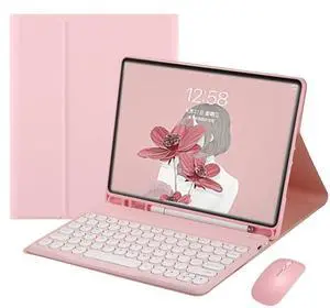 YEEHi iPad Mini 5th Gen Mini 4 Keyboard Case with Mouse Color Keyboard Circular Key Caps Cute Candy Colors Bluetooth Detachable Keyboard Mini 5th Generation Cover (mini4/mini5, Pink)