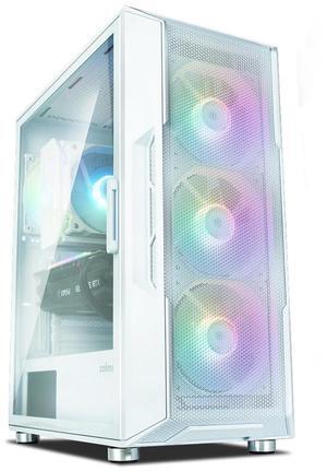 Zalman i3 NEO ATX Mid Tower Gaming PC Case - 4 x 120mm Fixed RGB Fans Preinstalled - Mesh Front Panel for High Airflow - Tempered Glass Side Panel, White