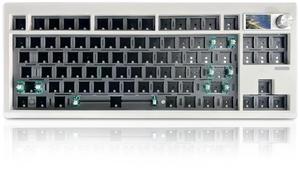 ZMX GMK87 Keyboard Barebones Kit,Gasket Mount Hot Swap PCB Triple Mode BT5.0/2.4G/Type-C Wireless Mechanical Keyboard with Knob VIA-Programmable Custom TFT-Screen RGB Keyboard DIY Kit(White)