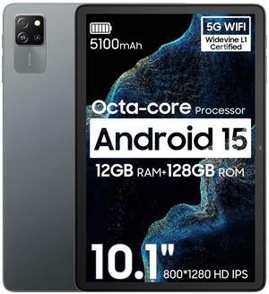Blackview 10 inch Android Tablet, 2025 Android 14 Tablet with 12(4+8) GB+128GB 2TB Expand, Dual Speakers and Camera, BT5.3, WiFi 6, Google GMS, 2.0GHz CPU, Support Widevine L1, PC Mode,Gray