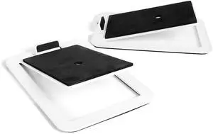 Kanto S4 Tilted Desktop Speaker Stands for Medium Bookshelf Speakers & Mid-Size 3-4 Studio Monitors | Supports 8 lbs | Damping Foam Padding | ¼-20 Mounting | Pair | White