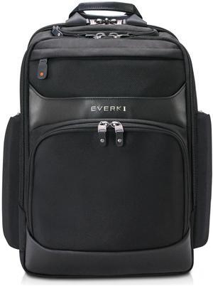 Everki Onyx Premium Business Executive Laptop Backpack - Ballistic Nylon and Leather Office Backpack Laptop Bag, Travel Friendly - Dedicated Compartment up to 17.3", 36L Capacity (EKP132S17), Black