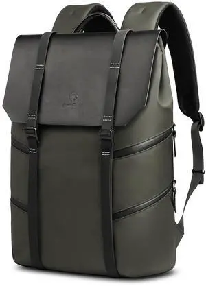 hk Backpack for Men Laptop Backpack 15.6 Inch Travel Business Backpack Waterproof Anti-Theft Computer Laptop Backpacks for College Work Hiking Lightweight Vintage Casual Flap Backpack - Green