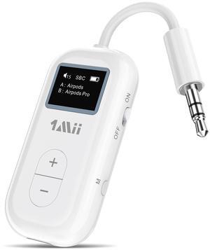 1Mii Bluetooth 5.3 Transmitter for TV to 2 Wireless Headphones, Support aptX Adaptive/Low Latency/HD, 3.5mm AUX Bluetooth Audio Adapter for TV/PC/Airplane/Gym, 25H Playtime - Transmitter Only