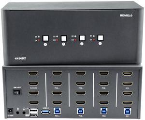 KVM Switch, HDMI 4k@60Hz KVM Switch with 4 USB 3.0 Port and 3.5mm Audio,4 Computers Share One Set of Leyboard, Mouse and Monitors,Supports Windows/Mac/Linux