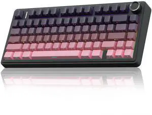 AULA F75 Pro Wireless Mechanical Keyboard,75% Gasket Hot Swappable Custom Keyboard,RGB Backlit,Pre-lubed Reaper Switches,Side Printed PBT Keycaps Mechanical Gaming Keyboards, Pink&Black