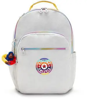 Kipling Seoul Large 15" Laptop Backpack Truly Grey Rainbow