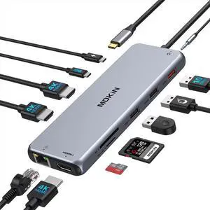 3 HDMI Docking Station 3 Monitors USB C Hub Laptop Dual Monitor Multiport Adapter Dock Dongle,USB C to 3 HDMI,PD Charging,Ethernet,4 USB C/A 3.1/2.0 Ports,MicroSD/SD, Audio for Dell/HP/Lenovo