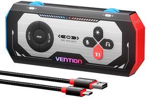 VENTION USB External Sound Card Gaming DAC AMP- 7.1 Virtual Surround Sound Blaster with USB C Cable, 24 Bit -192 KHz, RGB Light Mode, Audio Amplifier for PS5 4 Xbox Nintendo Switch PC Headset