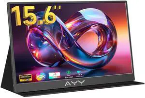 AYY Portable Monitor 15.6inch 1080P FHD, USB-C HDMI Computer Display, HDR IPS Gaming Monitor w/Premium Smart Cover & Screen Protector, Dual Speakers, for Laptop PC MAC Phone PS5 Xbox Switch, Grey