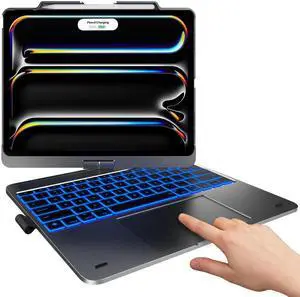 typecase Touch Case with Keyboard for iPad Pro 13-inch(M4, 2024), iPad Air 13-inch(M3, 2025/M2, 2024) & iPad Pro 12.9(6th/5th/4th/3rd Gen), Trackpad, 360deg Rotatable, 11-Colors Backlit, Midnight Gray