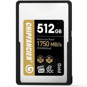 CHIPFANCIER 512GB CFexpress 4.0 Type A Card Up to 1750MB/s Read Speed & 1750MB/s Write Speed Type A Memory Card for RAW 4K/8K Video Recording Compatible with Sony Alpha Sony FX Cameras Gold