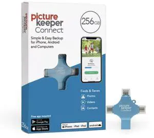 Picture Keeper Connect Photo & Video USB Flash Drive for Apple, Android & PC Devices, 256GB Thumb Drive