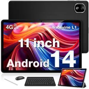 DOOGEE T30E Android Tablet with Keyboard Case T30E 11 Inch Tablets with 9GB RAM 128GB ROM/1TB TF, 8000mAh, Cellular Tablets with Dual Sim Slot, BT5.0, Android Tablet with Pen, Keyboard, Mouse&Case