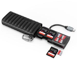 TELESINdeg High-Speed SD Card Reader, 312MB/S USB 3.1 Type-C Dual Slots Micro SD/TF Card Carrying Case Holder for Cameras, Smartphones, Drones, Action Cameras Plug and Play.