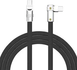 chubbycable FlexElbow Pro - 90 Degree Design 240W Fast Charge Cable Ultra-Thick Silicone Right Angle USB C Cable Phone Tablets Charging Cord, Black, Type-C to Type-C, 3.3FT