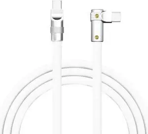 chubbycable FlexElbow Pro - 90 Degree Design 240W Fast Charge Cable Ultra-Thick Silicone Right Angle USB C Cable Phone Tablets Charging Cord, White, Type-C to Type-C, 9.8FT