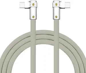 chubbycable FlexElbow Pro - 90 Degree Design 240W Fast Charge Cable Ultra-Thick Silicone Right Angle USB C Cable Phone Tablets Charging Cord, Gray, Double Elbow Type C to Type C, 6.6FT