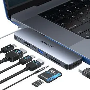 USB C Adapter HDMI USB Multiport Hub,8 in 2 Accessories with 4K@60hz HDMI,Thunderbolt 3,USB C and 3 USB A 3.0 Data Ports SD TF Card Reader, Audio (Grey)
