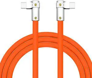 chubbycable FlexElbow Pro - 90 Degree Design 240W Fast Charge Cable Ultra-Thick Silicone Right Angle USB C Cable Phone Tablets Charging Cord, Orange, Double Elbow Type C to Type C, 3.3FT