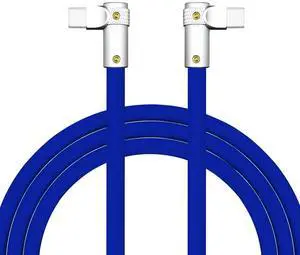 chubbycable FlexElbow Pro - 90 Degree Design 240W Fast Charge Cable Ultra-Thick Silicone Right Angle USB C Cable Phone Tablets Charging Cord, Dark Blue, Double Elbow Type C to Type C, 13.1FT