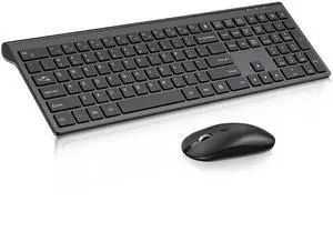 cimetech Wireless Keyboard and Mouse Combo, 2.4G USB Full Size Wireless Computer Keyboard and Adjustable Mouse for Computer/Laptop/PC/Mac/Windows - Black