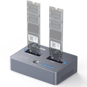 M.2 NVME Duplicator, Dual-Bay Offline Clone M.2 NVME Docking Station, USB3.2 Gen2*2 20Gbps M.2 Cloner for SSD Size 2230/2242/2260/2280/22110