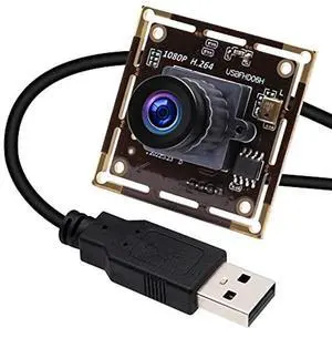 ELP USB Camera Low Light 2MP 1080P Sony IMX323 Sensor USB Camera Module with Microphone,2.1mm Wide Angle Lens Embedded Webcam Board,0.01Lux H.264 High Speed Industrial USB Computer Camera for Laptop