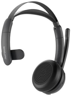 NUROUM Wireless Headset with Mic for Work, Trucker Bluetooth Headset with Noise Cancelling Microphones, Single Ear, Multi-Point/Mute, 45H Playback for Call Center/Work from Home/Office HP31SN