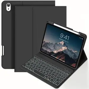 BQDIYOO Case for iPad 11th/10th Generation with Keyboard, 11-inch A16 & 10.9 inch 7 Colors Backlit Wireless Bluetooth Keyboard Case with Pencil Holder, Cover for iPad 11/10 Gen 2025/2022, Black