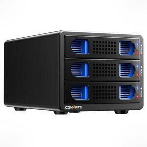 CENMATE 3 Bay Hard Drive Enclosure with Cooling Fan for 2.5"/3.5" SATA HDD/SSD with USB A/C 3.0, Support 60TB, Hot Swappable, Daisy Chain Expansion, Tool-Free HDD Enclosure, DAS(NO RAID/NAS)