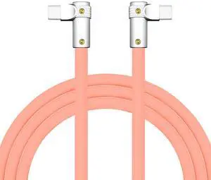chubbycable FlexElbow Pro - 90 Degree Design 240W Fast Charge Cable Ultra-Thick Silicone Right Angle USB C Cable Phone Tablets Charging Cord, Pink, Double Elbow Type C to Type C, 9.8FT