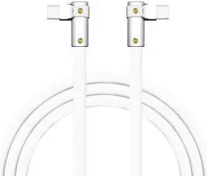 chubbycable FlexElbow Pro - 90 Degree Design 240W Fast Charge Cable Ultra-Thick Silicone Right Angle USB C Cable Phone Tablets Charging Cord, White, Double Elbow Type C to Type C, 19.6FT