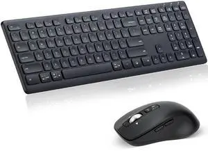 CITLLA M9300 Wireless Keyboard Mouse Combo, 2-in-1 USB Receiver and Two Bluetooth, Multi Device Silent Keyboard for Computer, Laptop, Office, Work